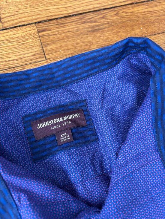 Johnston & Murphy Men's Purple Button Down Dress Shirt Sz 2XL XXL Purple Cotton - Picture 4 of 7